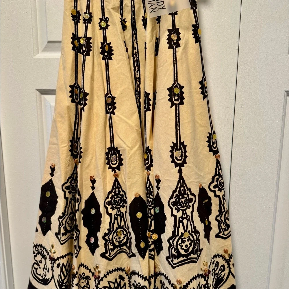 Sandy Arkman Cream and Black Women's Boho Sequin Skirt - Picture 6 of 7